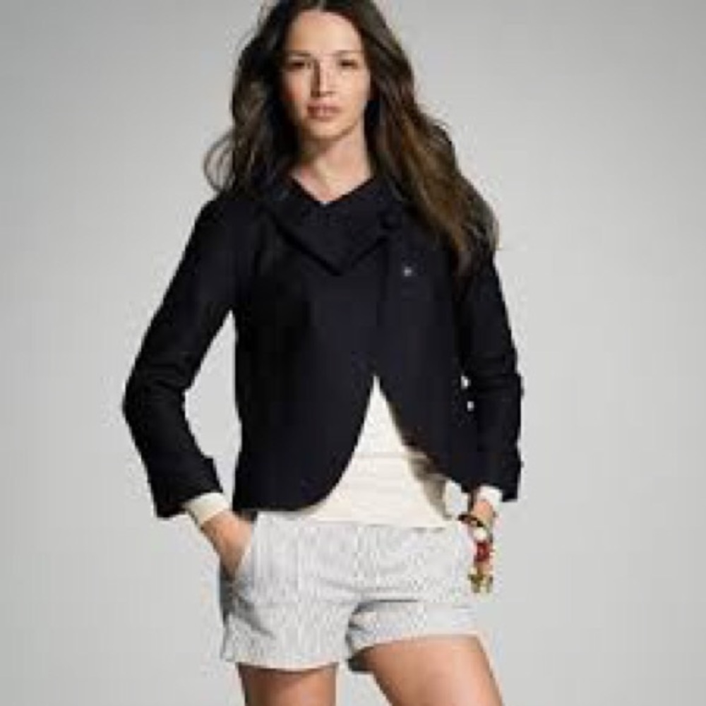 J Crew Navy Aubrey Ottoman Jacket